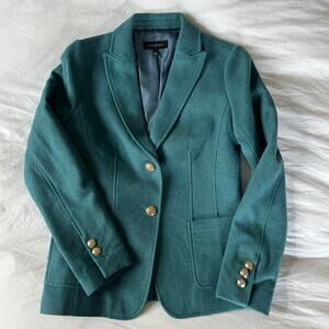 NWOT Talbots Teal Blue wool classic Blazer with gold buttons size 2 S-M